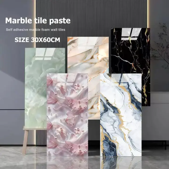 Peel & Stick Marble Wall Tiles Malaysia’s Easy Home Upgrade — No Renovation Needed Waterproof • Oil-Proof • Renter-Friendly • DIY in Minutes