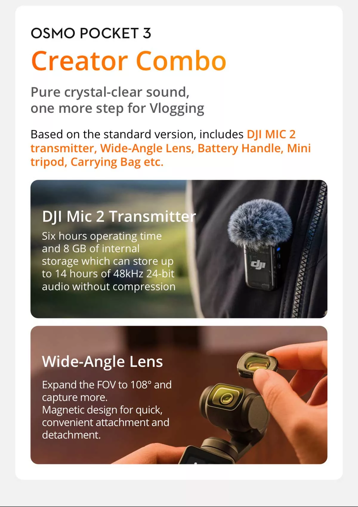 (Exclusive for new users)DJI Osmo Pocket 3 - Handheld | Pocket-Sized, Quick, Stable, Accurate Shooting | Horizontal-Vertical Switching|Mic Mini (2TX +1RX) | Creator Combo-Citibank Credit Card Points Bonus Program | Each person can only purchase one