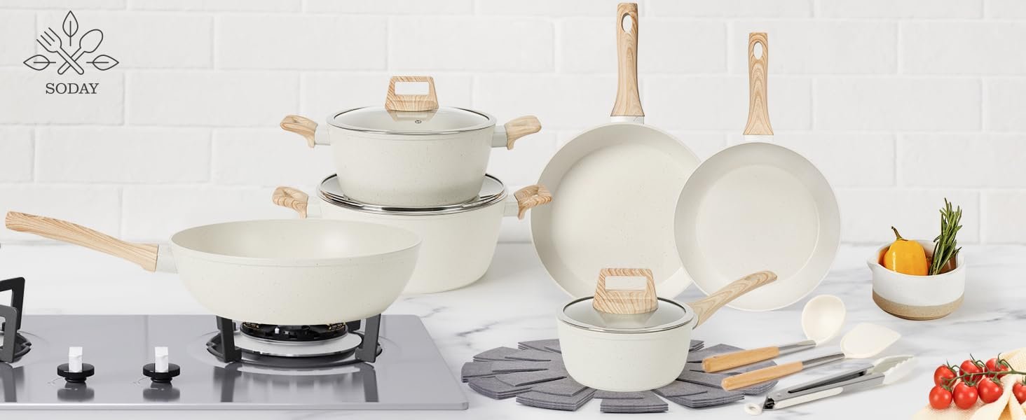 【One - Day Only】17 - Piece Non - stick Cookware Set
