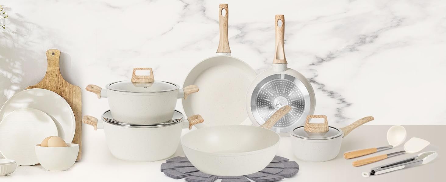 【One - Day Only】17 - Piece Non - stick Cookware Set