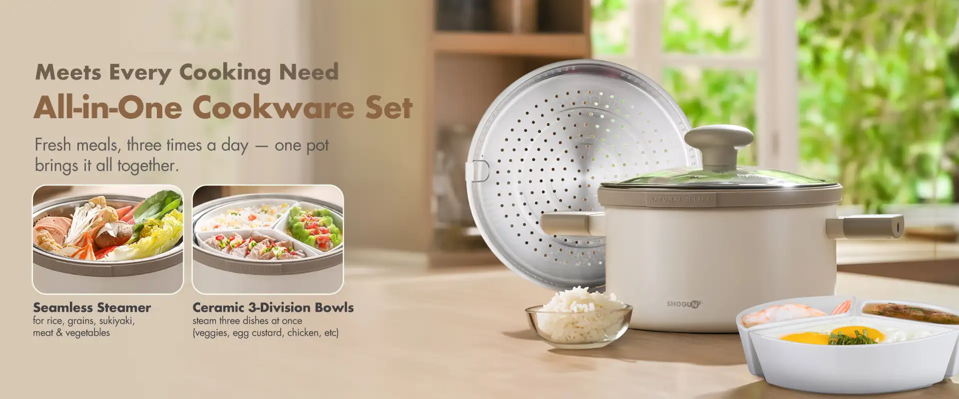 Shogun Omni Gourmet 24cm Cookware Set - Beige