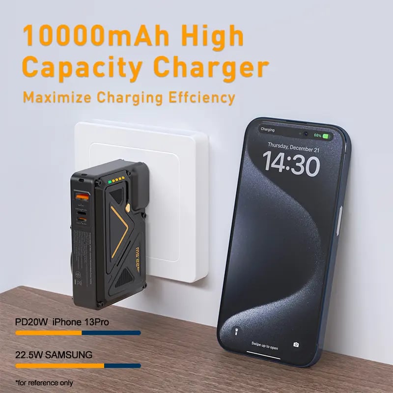 🔥Christmas  Discount 49% Off🎄6-in-1 Magnetic Portable Power Bank 10000mAh Portable Charger with Integrated Cable and Foldable AC Plug