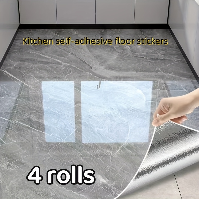 4 Rolls Self-Adhesive Waterproof Marble Contact Paper - Peel & Stick Luxury Vinyl, Greyu002FWhiteu002FBlack Marble Sheets (101.6cm Wide Coverage per Roll), Bathroom, Floors & Walls - Removable Easy Install (No Glue Needed)