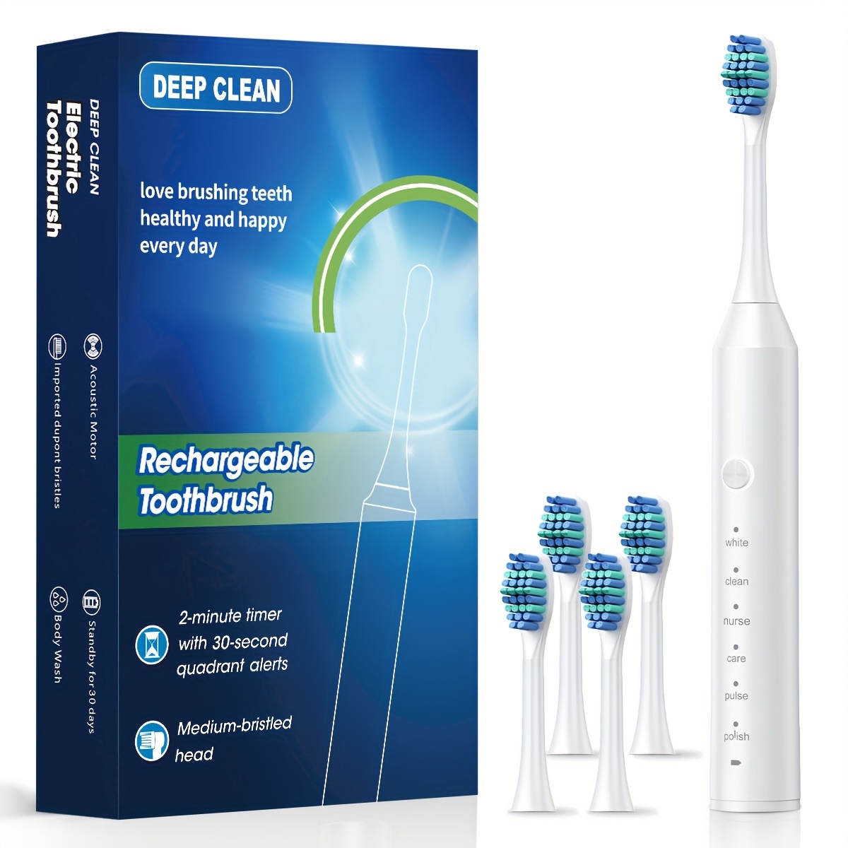 Adult Automatic Charging Electric Toothbrush with 6 Cleaning Modes, Lithium-Polymer Battery & USB Rechargeable, ??36V, Soft Bristle Deep Cleaning, Smart Technology