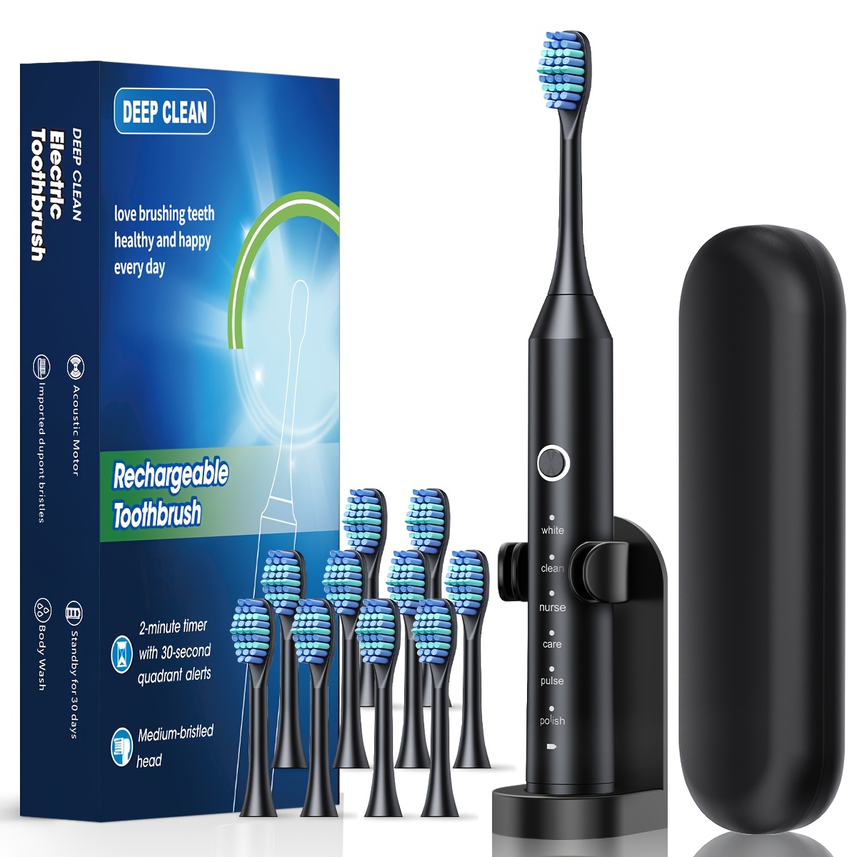 Adult Automatic Charging Electric Toothbrush with 6 Cleaning Modes, Lithium-Polymer Battery & USB Rechargeable, ??36V, Soft Bristle Deep Cleaning, Smart Technology