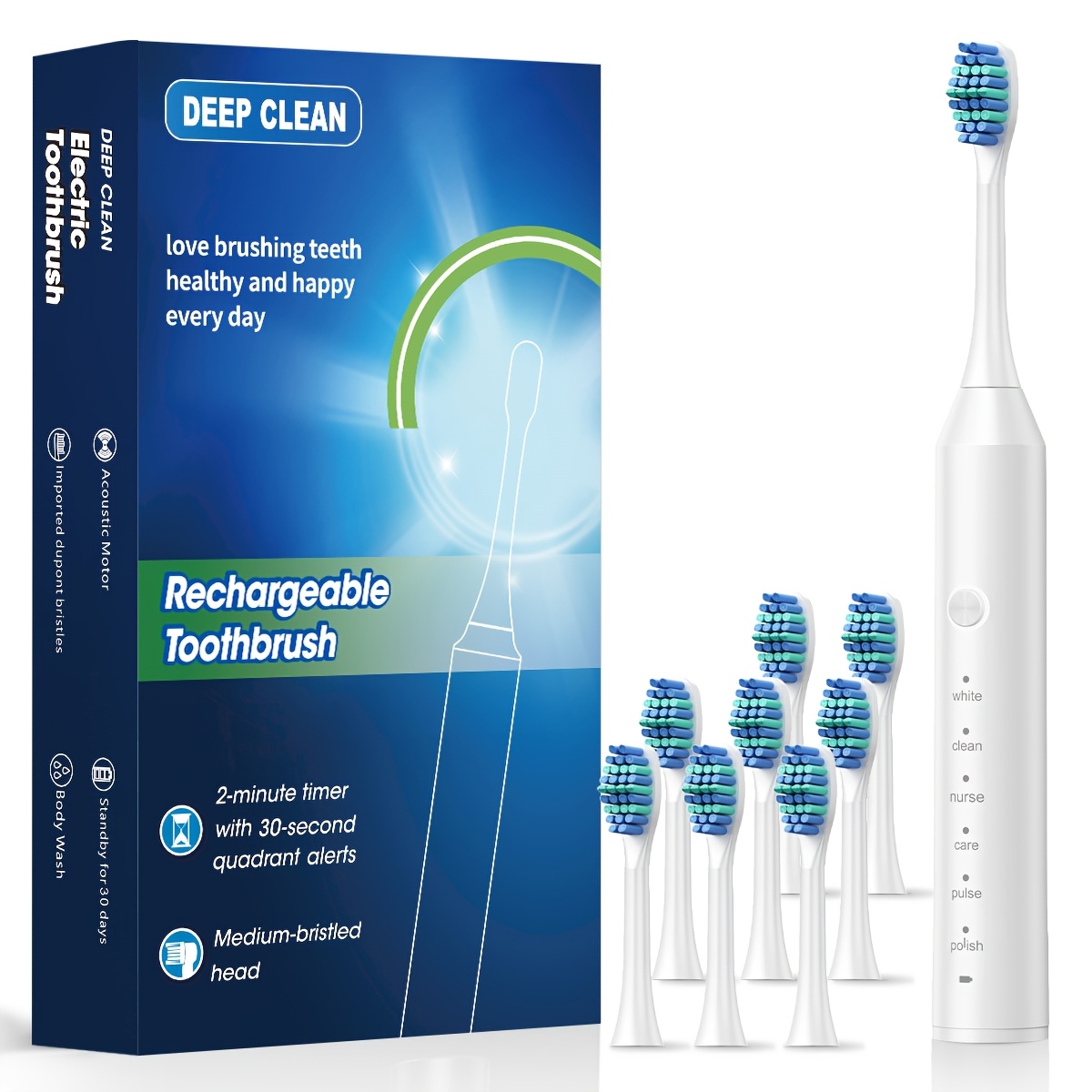 Adult Automatic Charging Electric Toothbrush with 6 Cleaning Modes, Lithium-Polymer Battery & USB Rechargeable, ??36V, Soft Bristle Deep Cleaning, Smart Technology