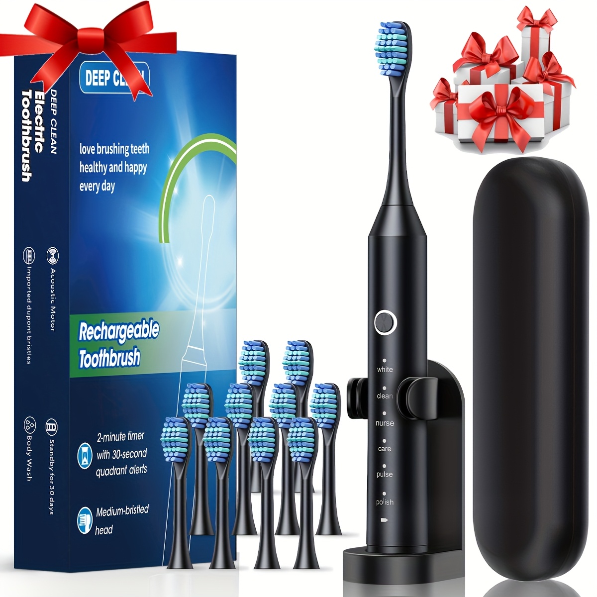 Adult Automatic Charging Electric Toothbrush with 6 Cleaning Modes, Lithium-Polymer Battery & USB Rechargeable, ??36V, Soft Bristle Deep Cleaning, Smart Technology